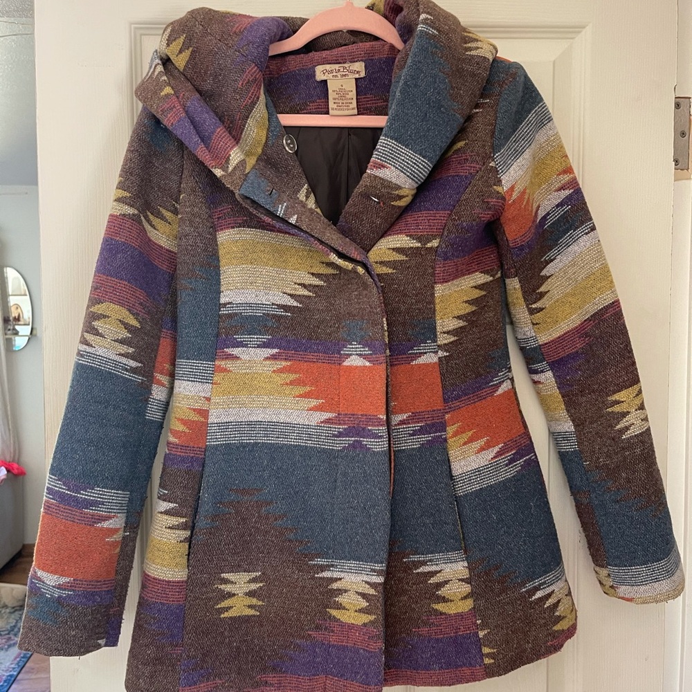 Pendleton inspired wool tribal print coat small